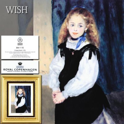 【真作】【WISH】ルノワール Pierre Auguste Renoir「ルグラン嬢の肖像」陶板画 約6号 ロイヤルコペンハーゲン ◆少女・人気作 #25113160