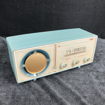 ■【動作OK】 三菱電機 真空管ラジオ 5p-730 ライトブルー レトロ ヴィンテージ 三菱ラジオ_EFH_C1205-F011
