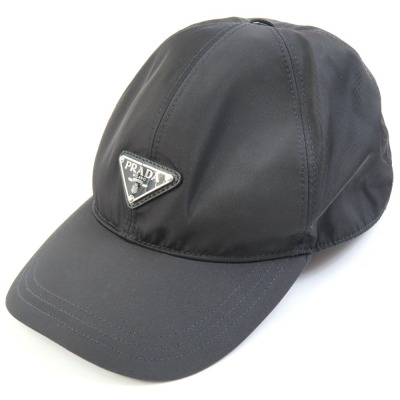 204497★1円スタート★PRADA プラダ 新品同様美品 三角ロゴ XL ベースボールキャップ 帽子 キャップ ナイロン コットン ブラック