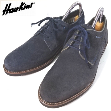 新品訳 ホーキンス Hawkins 本革 レザー ビジネスカジュアルシューズ 靴 25-25.5cm 40 黒紺 HAYES PLAIN プレーントゥ メンズ 男性 紳士 
