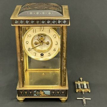 25駅/A000725-1/KK3000/P123-122/【名古屋】日本美術時計 Nマーク 14DAYS 置時計 振り子時計 レトロ