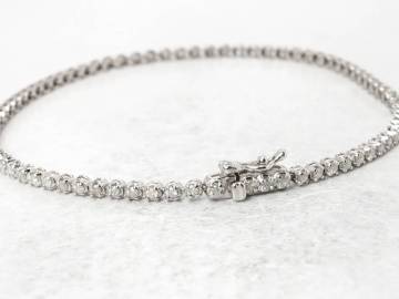 【8682A】鑑別付 K10WG テニスブレス 天然ダイヤモンド 1.00ct/3.2g フルエタニティ ブレスレット