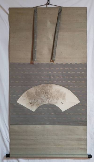 B20★【掛軸】【詳細不明】『扇面圖』紙本　合箱★