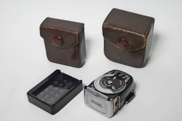 Nikon ニコン 日本光学 SP メーター 露出計 革ケース ブースター 付 中古 動作品 ( レンジファインダー カメラ フィルム オールド 