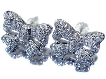 1円～【ジュエリー極】超豪華リボンデザイン！良質天然ダイヤモンド0.70ct/0.70ct 超高級K18WGピアス h8073iuk【送料無料】