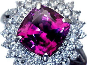1円～【ジュエリー極】極上色調！大粒極上天然ロードライトガーネット3.58ct＆良質ダイヤ0.66ct 高級Pt850リング k1149gu【送料無料】