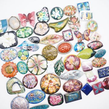 SB1202 1円 七宝 ブローチ 豪華50個 色柄多数 大量セット まとめて
