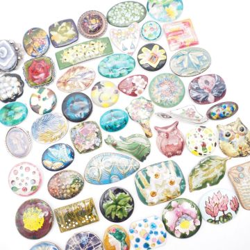SB1203 1円 七宝 ブローチ 豪華50個 色柄多数 大量セット まとめて