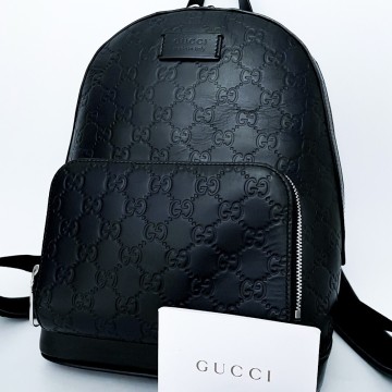 1円■未使用級■幻の逸品■型崩れ無し■最上級レザー GUCCI グッチ シマ リュックサック バックパック バッグ ビジネス メンズ ブラック 黒