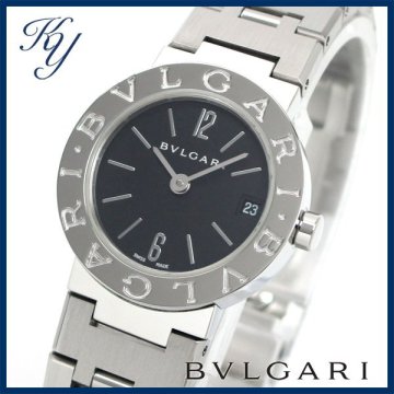 1円～ 3ヶ月保証付き オーバーホール済み 磨き済み 美品 本物 定番 人気 BVLGARI ブルガリ BB23SS ロゴ入り ブラック レディース 時計