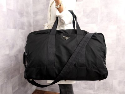 ●超美品●PRADA プラダ●ポコノ ナイロン サフィアーノ レザー 本革●2way ボストン バッグ●黒●シルバー金具●イタリア製●Js63099