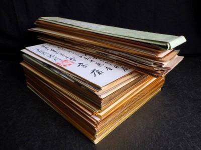 色紙・短冊　肉筆：工芸品　大量１５１枚まとめ！/ 書 絵図 書画 水墨画 増上寺 実篤 矢島八景 絹本 漢文 漢籍