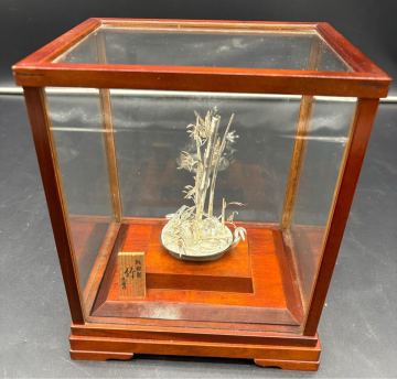 P31/ 【1円スタート】純銀製 光則作 銀細工 盆栽 竹 シルバー 金属工芸 インテリア 