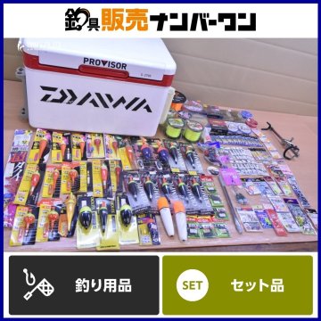 クーラーボックス ウキ ライン 小物 大量セット ダイワ オリムピック がまかつ サンライン ヨーヅリ オーナー針 釣研 等 釣り