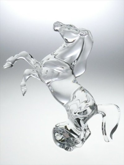 バカラ クリスタル Baccarat ジャンピングホース 跳ね馬 アニマル 大型 フィギュリン オブジェ 飾物 N514
