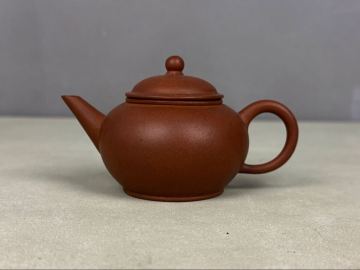 朱泥 茶壺 水平 煎茶 急須 紫砂 壺 宜興 窯 紫砂 壷 紫泥 孟臣 煎茶道具 在印 幅119ｍｍ 高さ68mm 中国美術 唐物 中国古玩