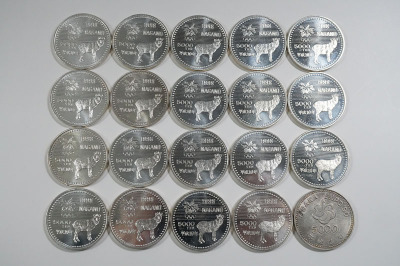 1円~【A778】五千円銀貨　5000円銀貨 【20枚】 額面100,000円　平成10年長野オリンピック　平成2年大阪万博EXPO　5000円玉銀貨　記念硬貨