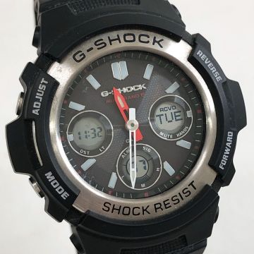 美品 CASIO カシオ G-SHOCK ジーショック 腕時計 AWG-M100-1AJF 電波ソーラー アナデジ マルチバンド6 タフソーラー ブラック 動作確認済