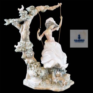 LLADRO リヤドロ 1297「ブランコに乗る貴婦人」.Victorian Girl on Swing 夢にゆられて 大型フィギュリン J7