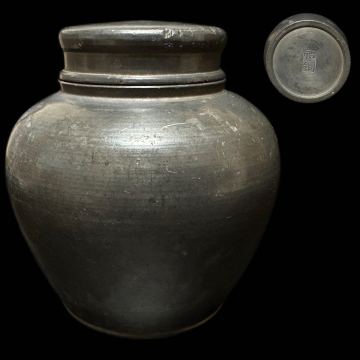 時代物 煎茶道具 古錫 茶壷 茶心壷 約262g 茶入 煎茶道具 中国古玩 時代物 唐物 茶壷 錫製