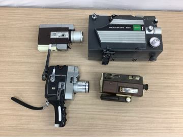 ◯営KU131-A6T100【埼玉発】8mm/スーパー8 フィルムカメラ・映写機 4台まとめ Canon Bell&Howell FUJICASCOPE M30 他 ジャンク