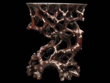 【偲】花台 盆栽台 根木台 高さ約26.5cm 天然木 自然木 変木 根卓 飾り台 骨董品 古道具 r-1332