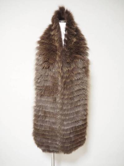 ■染めブルーフォックス■ショール■16cmｘ182cm■LANVIN■