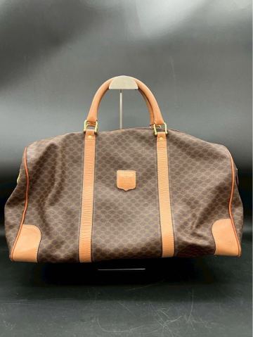 武井　12月　No.60 CELINE セリーヌ ボストンバッグ　2222-65 マカダム柄 ブラウン レザー　かばん　汚れあり