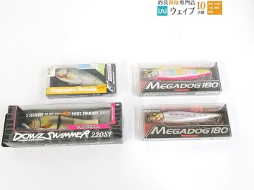ジャッカル ダウズスイマー 220SF、メガバス メガドッグ 180・コノシラス スイマー 計4点 未使用品