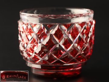 【流】薩摩ガラス工芸作 切子盃 薩摩切子 HD729