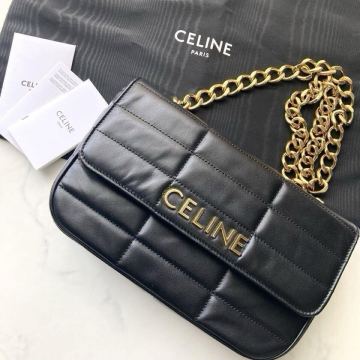 極美品 セリーヌ CELINE ショルダー レディース マトラッセモノクローム チェーン ショルダーバッグ　レザー 本革 キルティング 