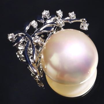 K18WG!!0.18ct!!【TASAKI(田崎真珠)】約17.5mm珠■マベパール/天然ダイヤモンドブローチ■J 約7.7g ペンダントトップ兼用 パール EF4/ U330