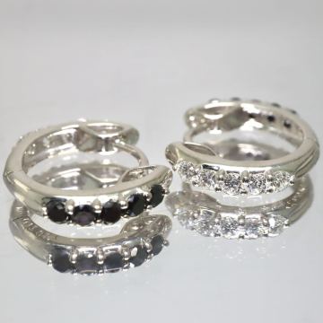 K18WG!!0.17/0.17ct!!■天然ブラックダイヤモンド/天然ダイヤモンドピアス■J 約3.0g black diamond pierce ジュエリー EE8/ U378