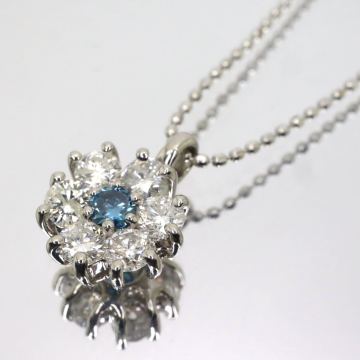 Pt850!!0.50ct!!■天然ダイヤモンドネックレス■J 約2.8g 約40.0cm diamond necklace ペンダント jewelry ジュエリー ブルー EB5/ U447