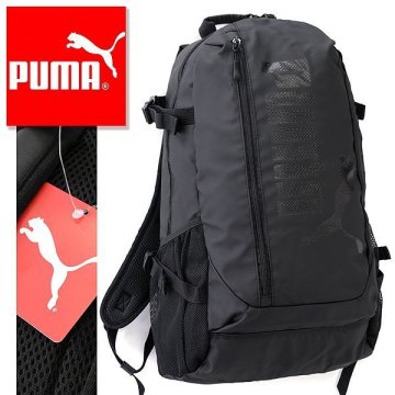 新品 PUMA プーマ 撥水 コーティング エンボスロゴ バックパック 18L 黒 【K23916】 A4対応 ノートPC リュックサック デイパック バッグ