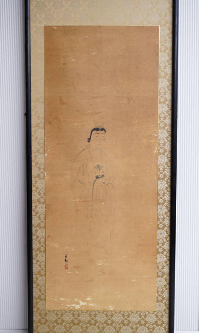 希少品★岡田茂吉 岡田自観　観音図　世界救世教教祖　 額装　真作肉筆保証　検：MOA美術館創設　世界救世教　明主様　地上天国　浄霊