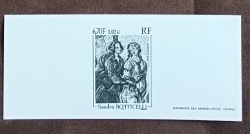 フランス　2000 美術　ボッティチェッリ　1種　ヴィーナスと美の女神　プルーフカード　芸術　アート　印刷　未使用