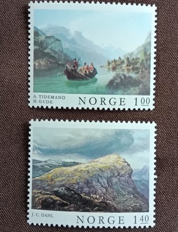 ノルウェー　1974.5.21 絵画　2完 美術　芸術　アート　風景　景色　景観 船　未使用糊あり