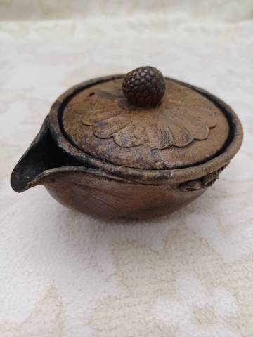 昭和の名工　平川正二 造　備前焼　手造宝瓶　泡瓶　急須　煎茶道具　古美術品