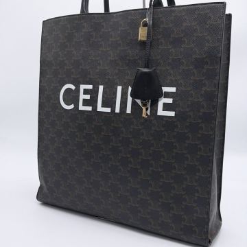 CELINE セリーヌ トートバッグ Medium Vertical Cabas Tote Bag ミディアム 黒 南京錠 鍵付き 大容量 レディース メンズ