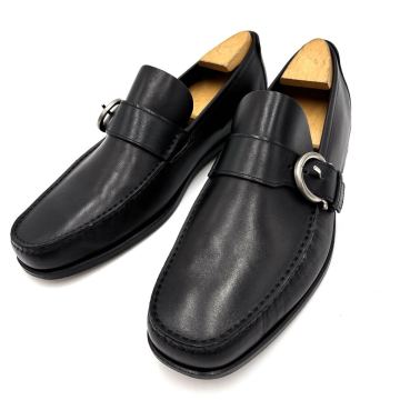 1円~ ＊ 良品 イタリア製 '高級紳士靴' Salvatore Ferragamo サルヴァトーレフェラガモ 本革 ガンチーニ ローファー 革靴 7.5EEE 25.5cm