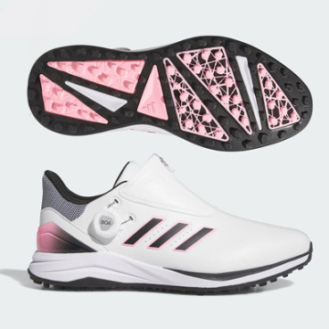 ・スピード発送 新品未使用 adidas Golf 防水軽量 スパイクレスゴルフシューズ ID8595(White/Black/Pink)２５．５ＣＭ Solarmotion BOA 24
