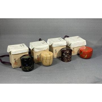 【風車】塗師　佐藤松斎　造　蒔絵　四季棗　4個セット　輪島塗　▲共箱▲茶道具 茶器　茶壺　漆器　棗　