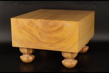 [URA]本榧製足付19路碁盤/厚み18.6cm/約20kg/10-1-13　(検索)骨董/囲碁/将棋/碁笥/碁石/カヤ/榧