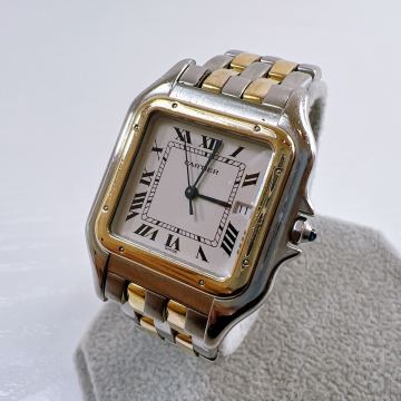 326【美品】CARTIER カルティエ パンテール LM メンズ腕時計 187957 クォーツ SS/YG SS/YG アイボリー ローマン文字盤 動作確認済み 現状品