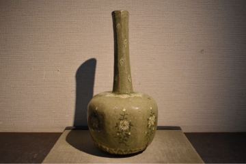 【GE】Y4◆李朝・高麗コレクター放出品◆時代 高麗青磁花入/中国古玩 朝鮮美術 花瓶 骨董品 時代品 美術品 古美術品 韓国 ow