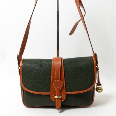 【1円スタート】DOONEY&BOURKE ドゥーニーアンドバーク ショルダーバッグ 斜めがけ グリーン ブラウン 本革 レザー USA製 フラップ 鞄