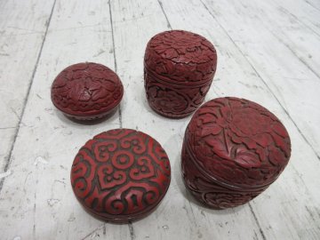１円　時代　古玩　唐物 堆朱 香合 棗　４個? 【星見】