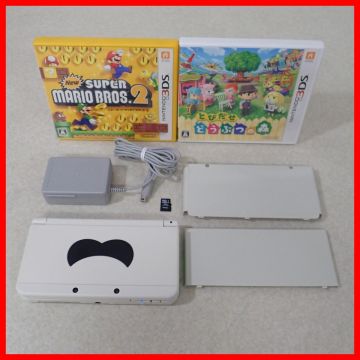 動作品 Newニンテンドー3DS 本体 KTR-001 ホワイト + ソフト Newスーパーマリオブラザーズ2 等 2本 まとめてセット Nintendo 任天堂【10
