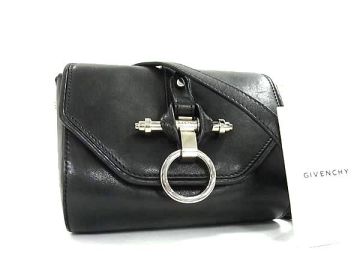 1円 GIVENCHY ジバンシィオブセディア レザー ショルダーバッグ ポシェット クロスボディ レディース ブラック系 FV6829